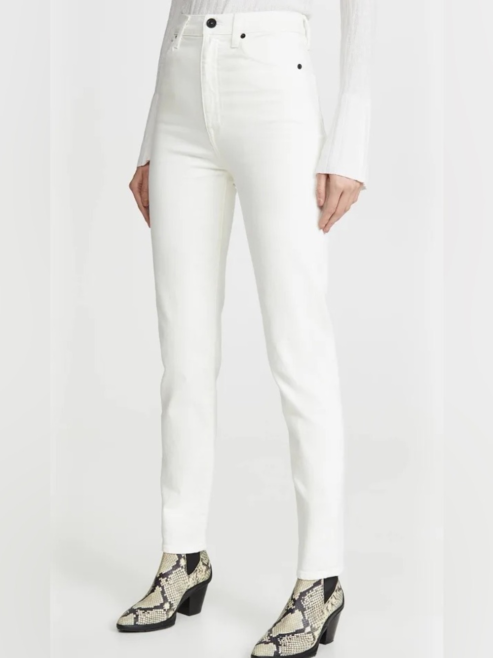 NEW SLVRLAKE Beatnik High-Rise Tapered Leg Jean in White - 28” Inseam